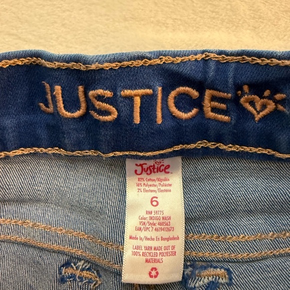 Justice Indigo Wash Distressed Little Girls’ Size 6 Leggings - Picture 5 of 6